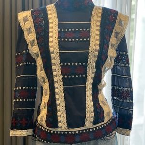 Bohemian peasant lace embroidered top by Sea New York